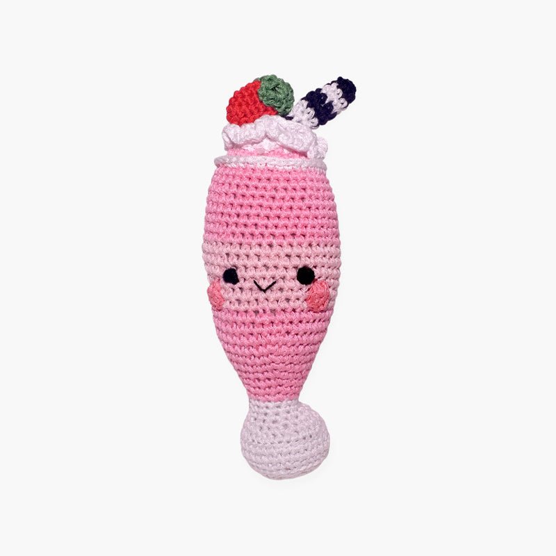 Mirage Pet Strawberry Milkshake Knit Knacks Organic Cotton Dog Toy - CreatureLand