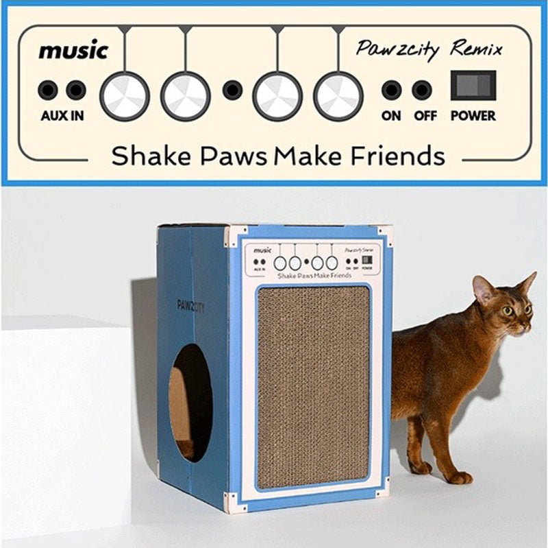 Pawzcity Vintage Stereo Cat Scratcher | Blue - CreatureLand