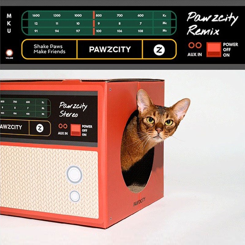 Pawzcity Vintage Stereo Cat Scratcher | Red - CreatureLand