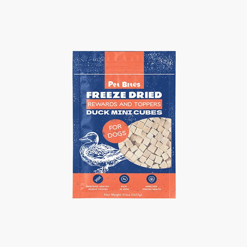 Pet Bites Freeze Dried Rewards and Toppers For Dogs | Duck Mini Cubes - CreatureLand