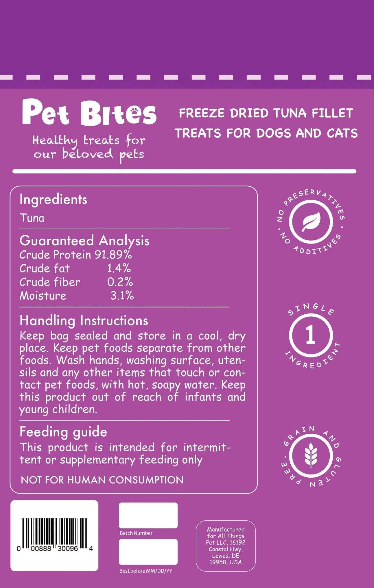 Pet Bites Freeze Dried Tuna Fillet (56g) - CreatureLand