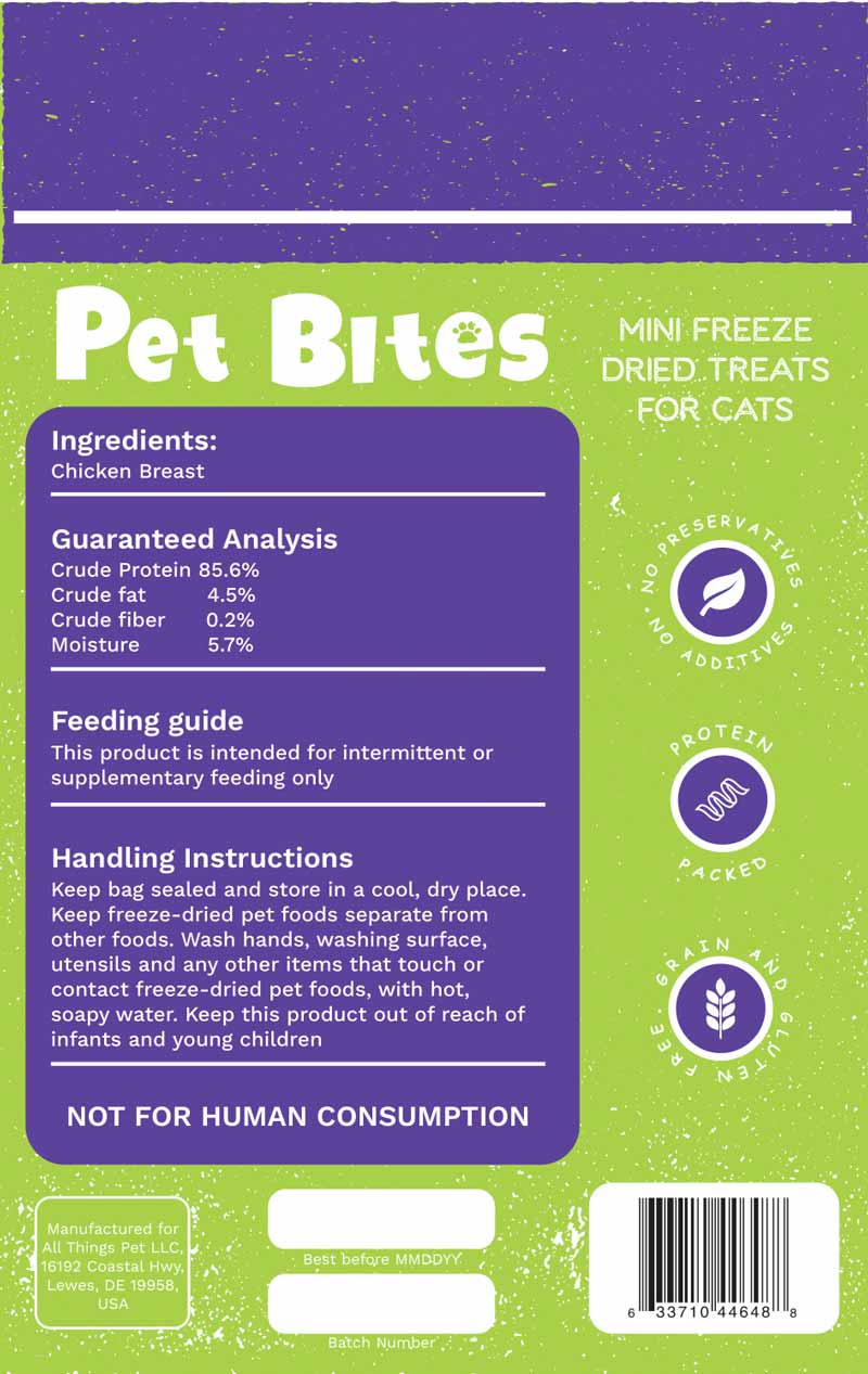 Pet Bites Mini Freeze Dried Cat Treats | Chicken Cubes - CreatureLand