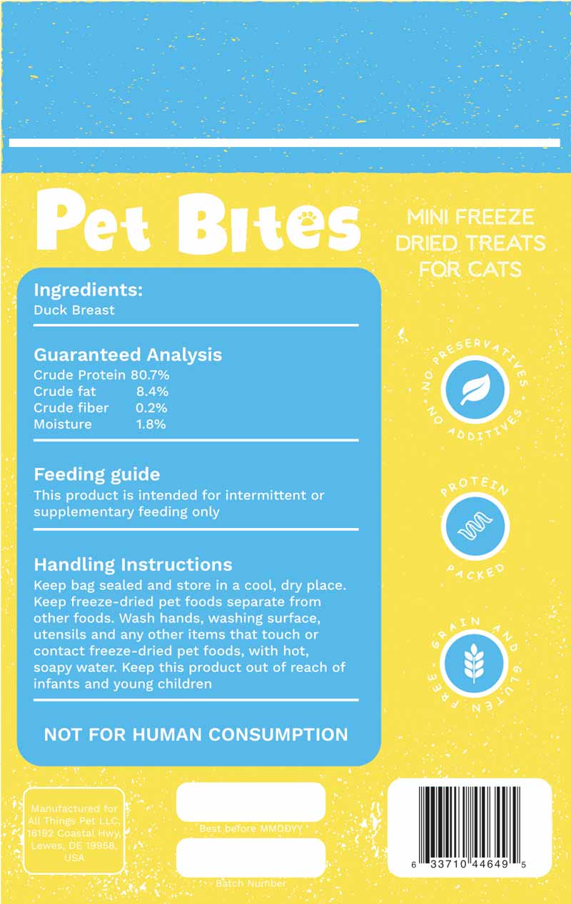 Pet Bites Mini Freeze Dried Cat Treats | Duck Cubes - CreatureLand