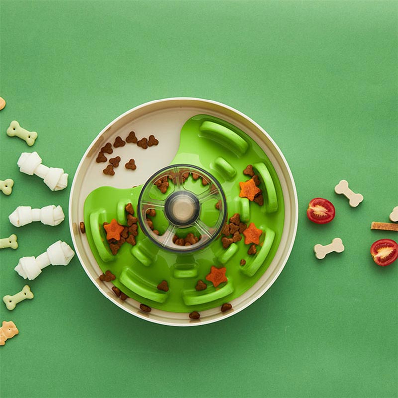 PetDreamHouse Spin Bowl Slow Feeder Dish for Dogs, UFO Maze Green Tricky  Level Spinning, Interactive & Adjustable Center Puzzle Piece for Advanced