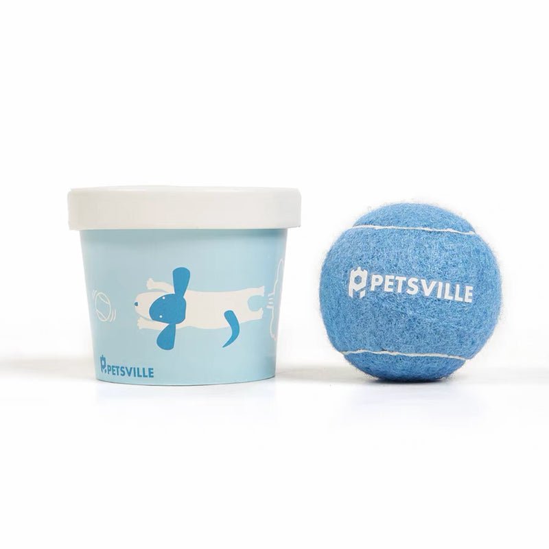 Petsville Ice Cream Tub Tennis Ball Dog Toy (5 Colours) - CreatureLand