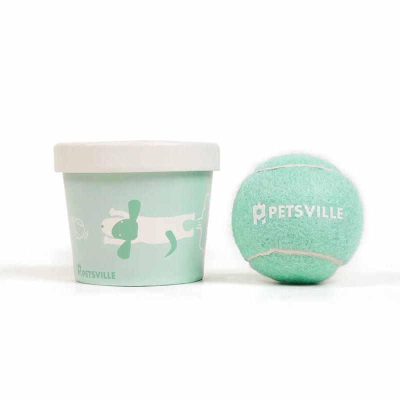 Petsville Ice Cream Tub Tennis Ball Dog Toy (5 Colours) - CreatureLand