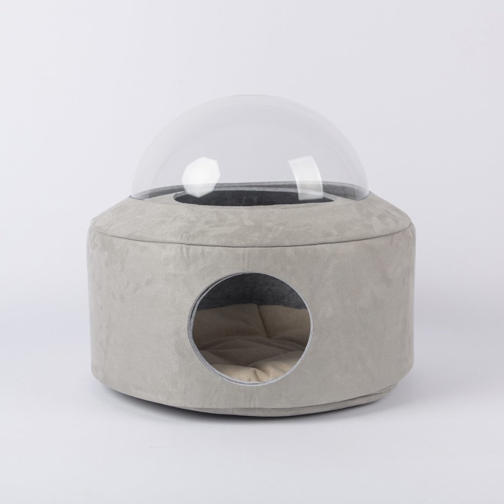 Purroom Spacecraft Pet Bed - Light Grey - CreatureLand