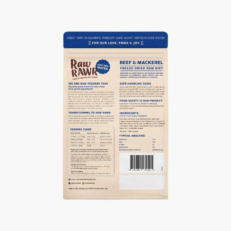 Raw Rawr 10% OFF: Freeze Dried Raw Diet - Beef & Mackerel (2 Sizes) - CreatureLand