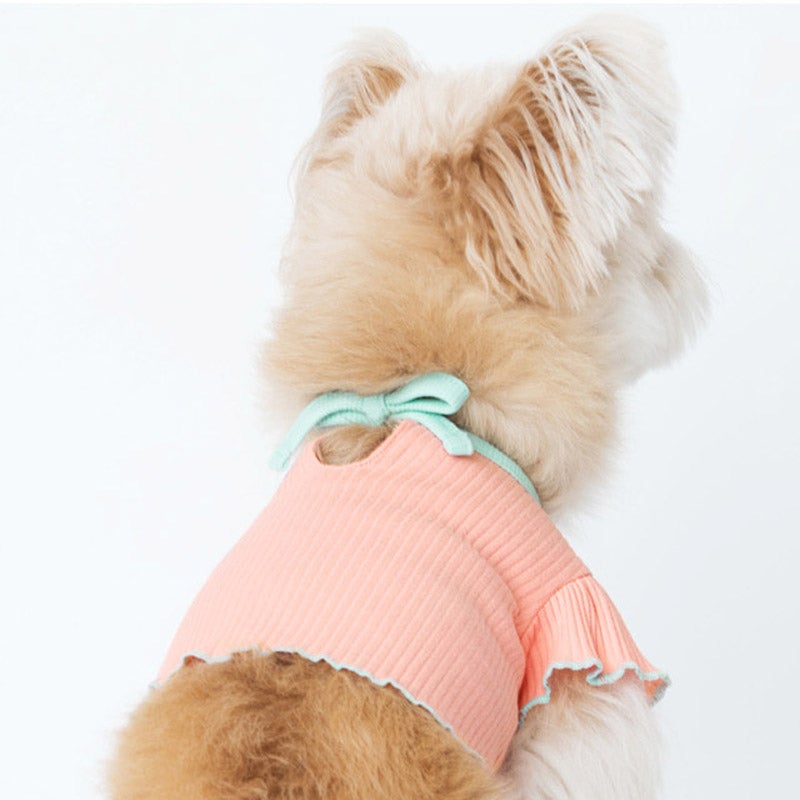 Sniff's Friends Ribbon Tie Ruffle Sleeve Crop Top - Pink - CreatureLand