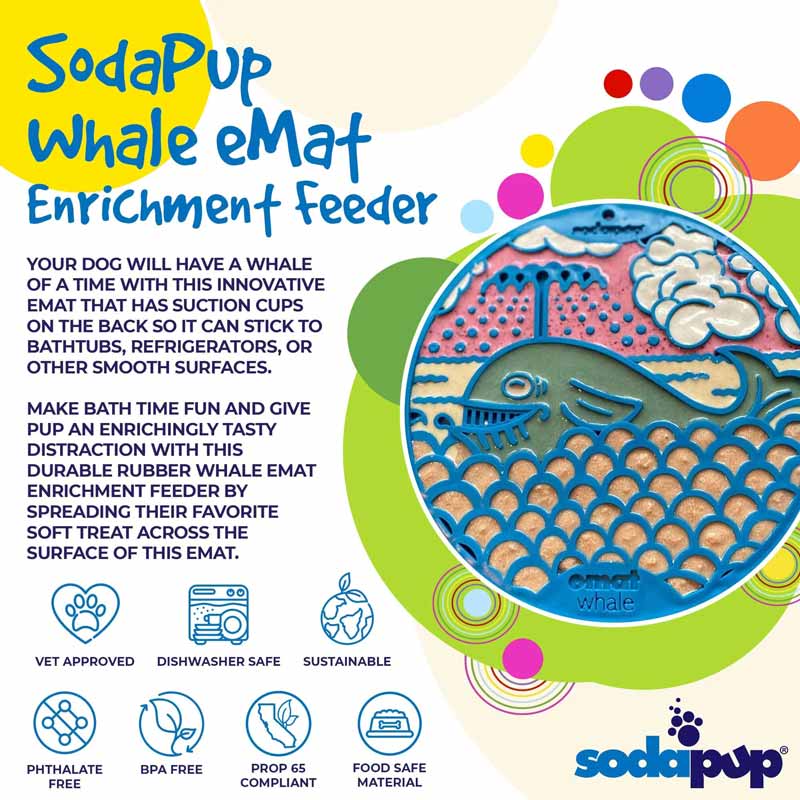Sodapup Enrichment Licking Mat with Suction Cups - Whale - CreatureLand