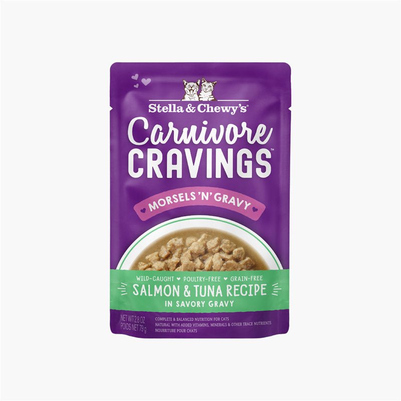 Stella & Chewy's Carnivore Cravings Morsels'N'Gravy - Salmon & Tuna Cat Pouch (2.8oz) - CreatureLand