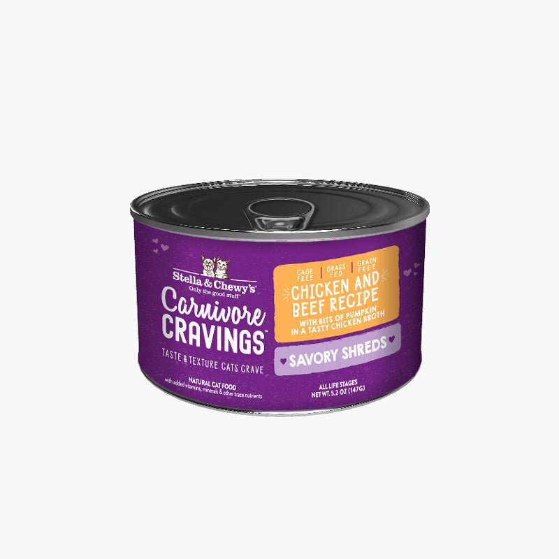Stella & Chewy's Carnivore Cravings Savory Shreds - Chicken & Beef in Broth (5.2oz) - CreatureLand