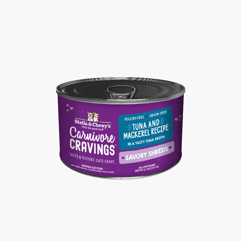 Stella & Chewy's Carnivore Cravings Savory Shreds - Tuna & Mackerel in Broth (5.2oz) - CreatureLand