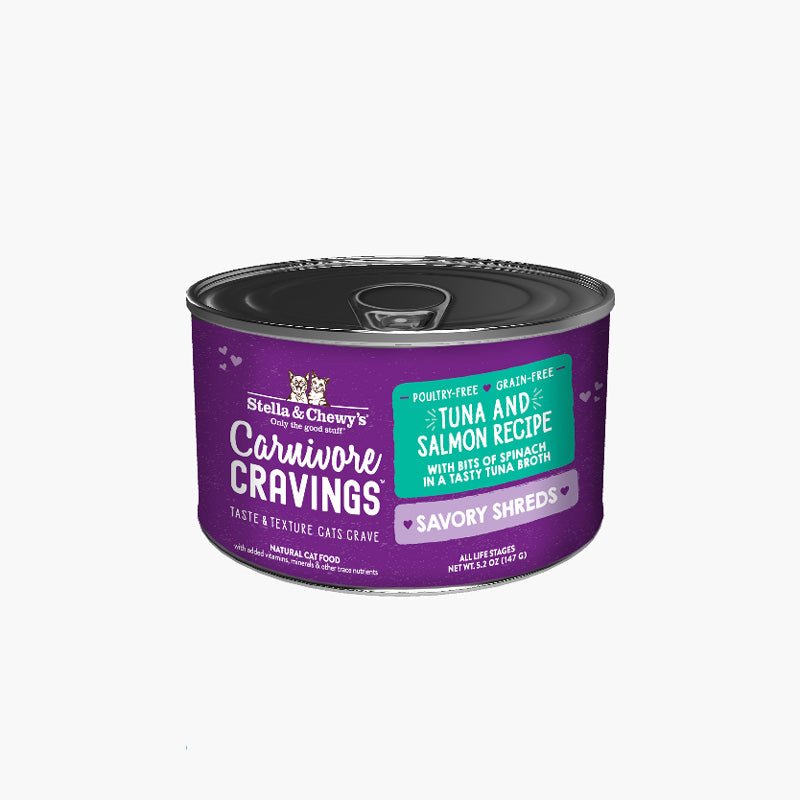 Stella & Chewy's Carnivore Cravings Savory Shreds - Tuna & Salmon in Broth (5.2oz) - CreatureLand