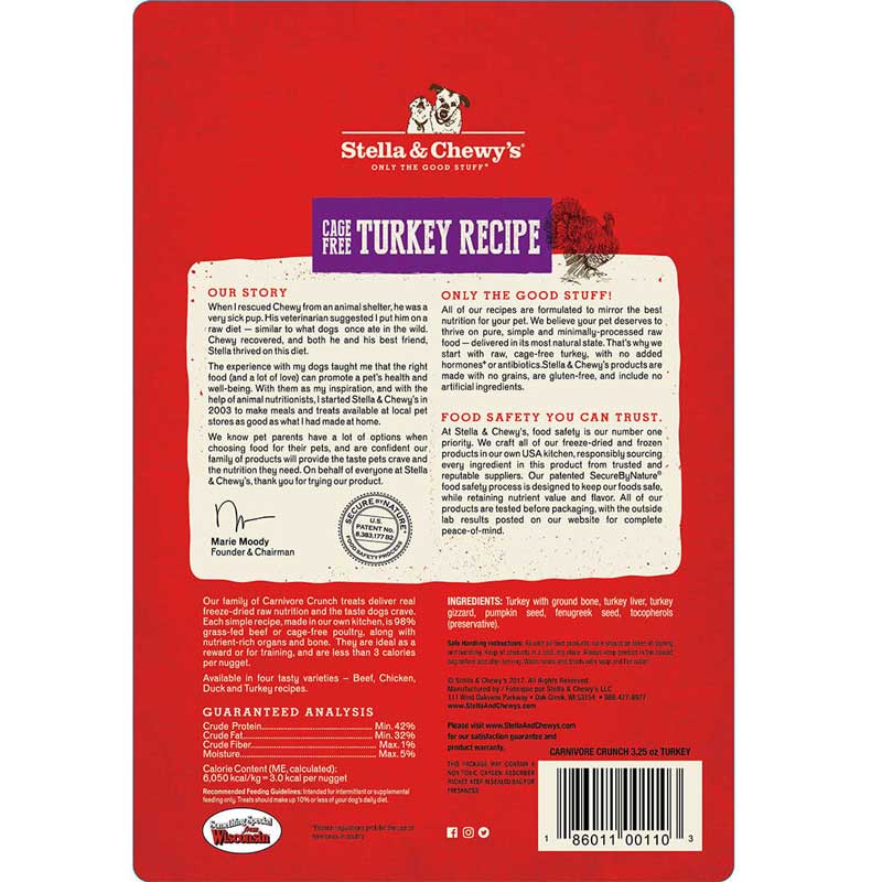 Stella & Chewy's Carnivore Crunch | Turkey Freeze-Dried Raw Dog Treats (3.25oz) - CreatureLand