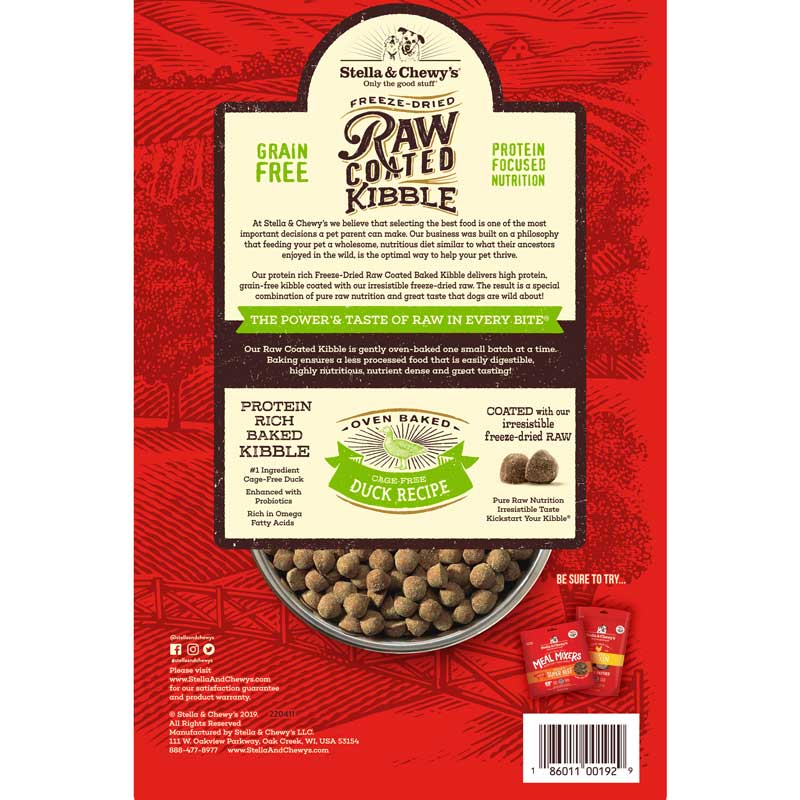 Stella & Chewy's Freeze-Dried Raw Coated Kibble | Cage-Free Duck (2 Sizes) - CreatureLand