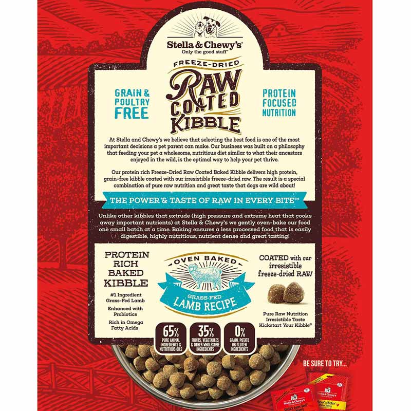 Stella & Chewy's Freeze-Dried Raw Coated Kibble | Grass-Fed Lamb (2 Sizes) - CreatureLand