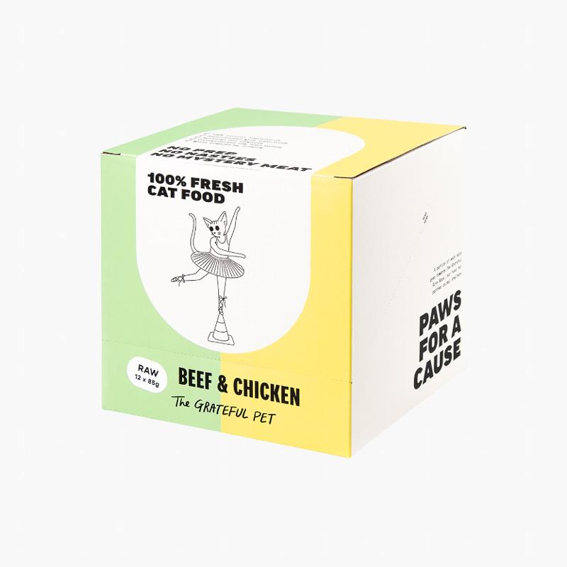 The Grateful Pet Cat Raw Food | Beef & Chicken - 1.02kg (12 x 85g tubs) - CreatureLand